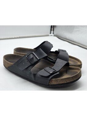 Birkenstock Arizona Sandals Shoes Mens Size 45 Black Double Strap Damage